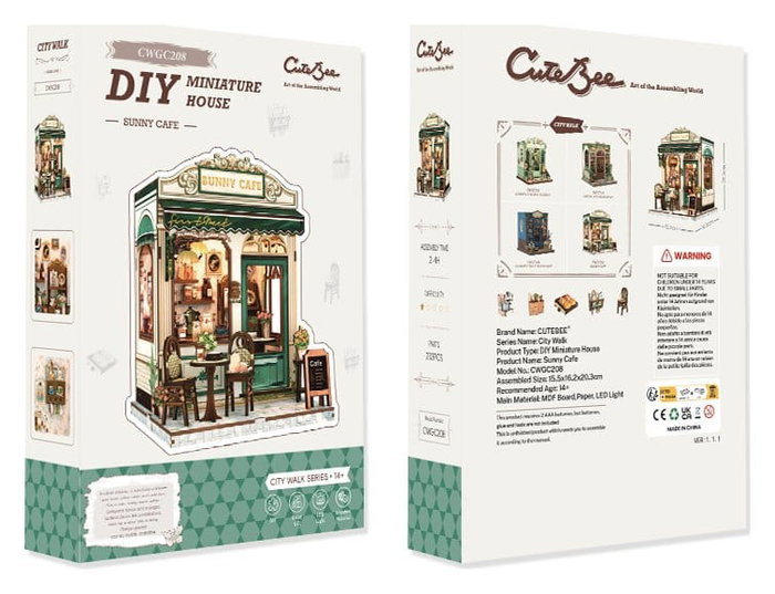 Figurine Model Kit Miniature House Sunny Cafe 20 x 16 cm