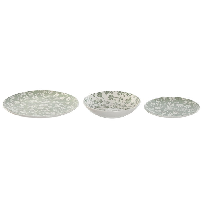 Home ESPRIT Service de Vaisselle ESPRIT Blanc Vert Porcelaine Floral 18 Pièces