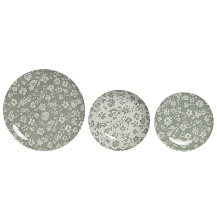 Home ESPRIT Service de Vaisselle ESPRIT Blanc Vert Porcelaine Floral 18 Pièces