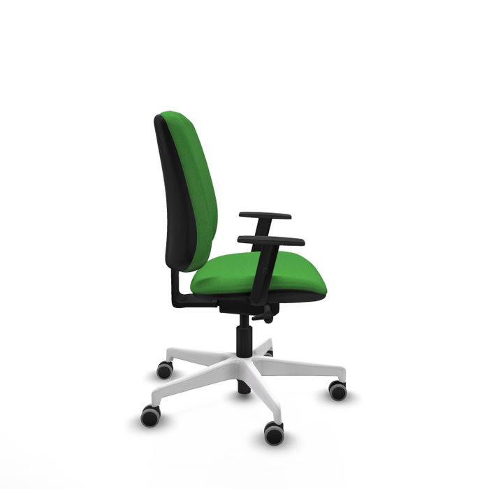 PIQUERAS Y CRESPO Chaise Alares Synchrone/Traslack Tissu Vert Structure Polyamide Blanc Accoudoir 1D Sans Appui-tête Roulettes 65mm PIQUERAS Y CRESPO Chaise Alares Synchrone/Traslack Tissu Vert Structure Polyamide Blanc Accoudoir 1D Sans Appui-tête Roulettes 65mm