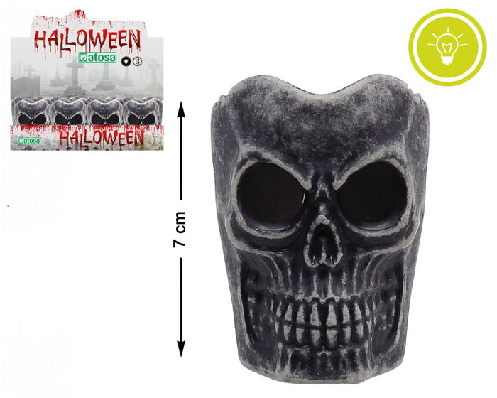 Décorative Crâne Noir avec Yeux Rouges Lumineux 7 cm pour Décoration Halloween, Fête Effrayante et Gothique Décorative Crâne Noir avec Yeux Rouges Lumineux 7 cm pour Décoration Halloween, Fête Effrayante et Gothique