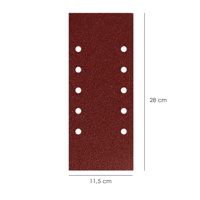 WOLFPACK LINEA PROFESIONAL Disques de ponçage rectangulaires Velcro 115x280 mm Grain 180, Lot de 10