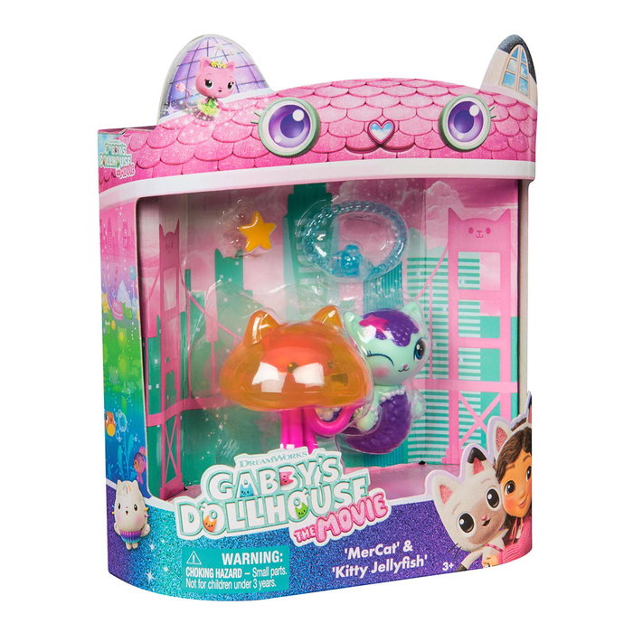 Spin Master - Pack de 2 figurines Aquarium La Casa de Gabby 6074329 - MerCat et Kitty Jellyfish avec accessoires - Version multilingue - À partir de 3 ans