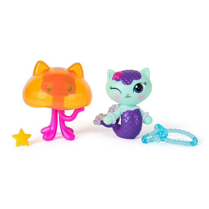 Spin Master - Pack de 2 figurines Aquarium La Casa de Gabby 6074329 - MerCat et Kitty Jellyfish avec accessoires - Version multilingue - À partir de 3 ans