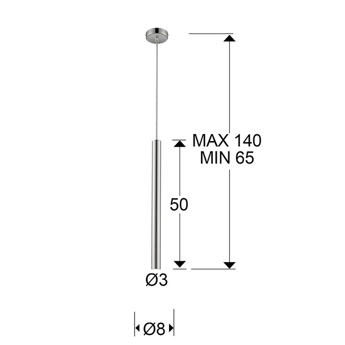 Suspension Varas en Acier et Acrylique LED 5W