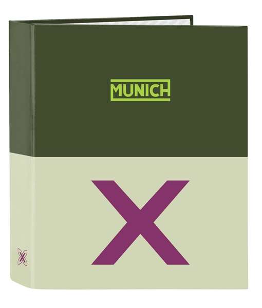 Safta Munich Bright Khaki 27x33x6cm - Classeur F Format A4 avec 4 anneaux de 35mm, dos large, couleur vert kaki Safta Munich Bright Khaki 27x33x6cm - Classeur F Format A4 avec 4 anneaux de 35mm, dos large, couleur vert kaki