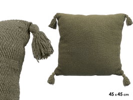 GIFTDECOR Coussin à pompons vert 45x45cm