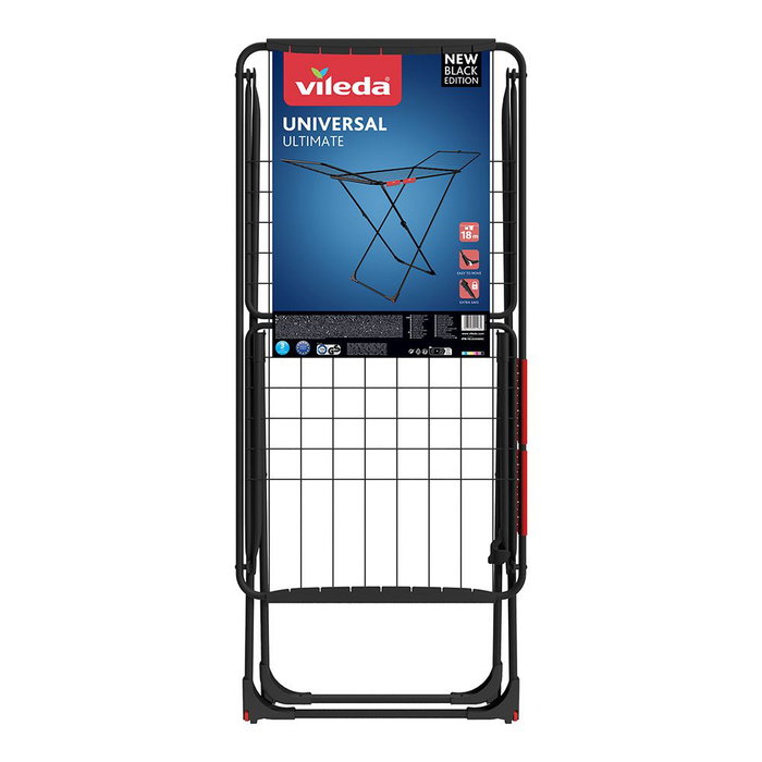 Vileda Universal Ultimate X-legs Tendedero Pliant 18 m Noir Mat