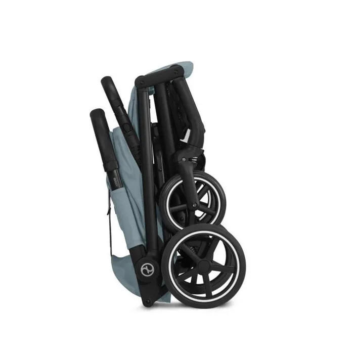 Cybex Gold - Poussette compacte Beezy BLK Stormy Blue avec systeme de voyage 2-en-1, siege inclinable, pliage a une main et panier de 5 kg