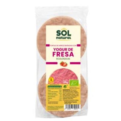 Sol Natural Galettes de riz nappées de yaourt à la fraise Bio sans gluten