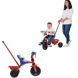 Smoby Tricycle Evolutif Be Fun Spidey pour Enfant de 15 Mois à 3 Ans avec Canne Parentale Réglable, Ceinture de Sécurité, Siège Ergonomique, Roue Libre et Verrouillage Direction