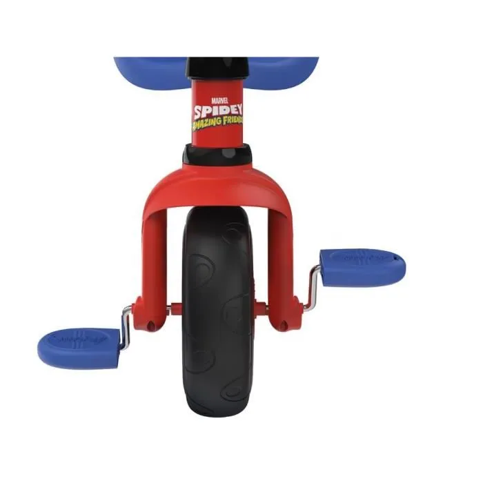 Smoby Tricycle Evolutif Be Fun Spidey pour Enfant de 15 Mois à 3 Ans avec Canne Parentale Réglable, Ceinture de Sécurité, Siège Ergonomique, Roue Libre et Verrouillage Direction