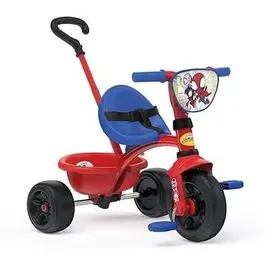 Smoby Tricycle Evolutif Be Fun Spidey pour Enfant de 15 Mois à 3 Ans avec Canne Parentale Réglable, Ceinture de Sécurité, Siège Ergonomique, Roue Libre et Verrouillage Direction