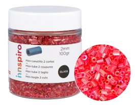 Innspiro Rocaille de verre cylindre mini aurora boreal rouge diam. 2x2mm 100gr Bote