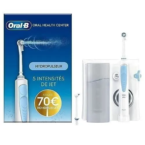 Oral-B Jet Dentaire Oxyjet, Brosse à dents électrique fil dentaire à l'eau avec technologie microbulles, livré avec 2 canules, Blanc