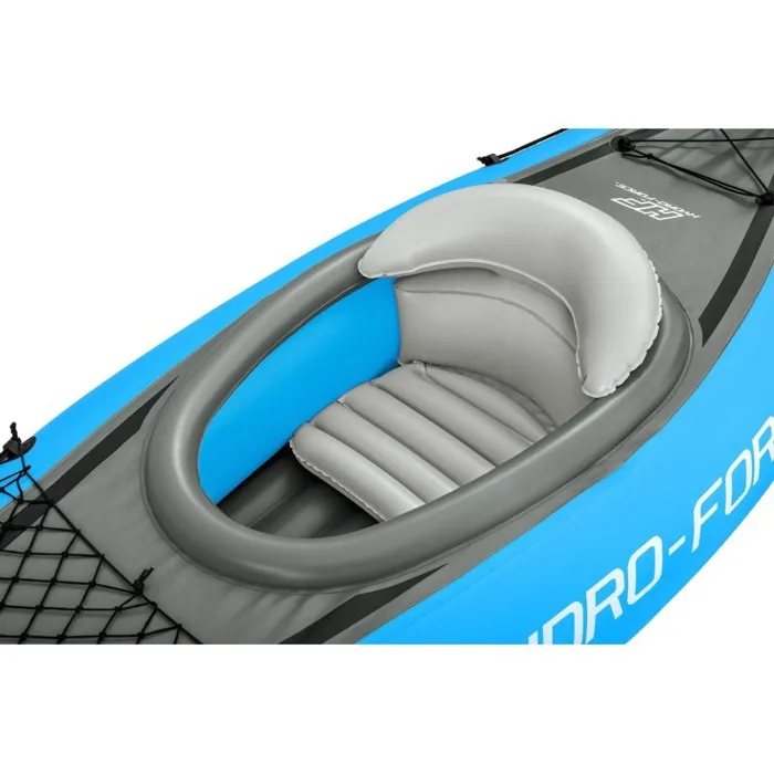 Bestway Kayak gonflable Cove Champion Hydro-Force 1 place - 275 x 81 cm, Inflata-Shield, avec pagaie aluminium, pompe Air Hammer, ailerons amovibles et sac de transport