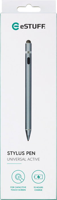 eSTUFF Stylet universel actif pour écran tactile capacitif - Rechargeable Micro-USB - Autonomie 15h - Pointe 1,45 mm