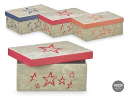 PINCELLO Boîte en carton étoiles assortiment 3 couleurs vives