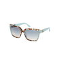 Guess By Marciano GM00012 Lunettes de Soleil Femme Carrées BleuHavana Monture Acétate Diamètre Cristal 58 mm