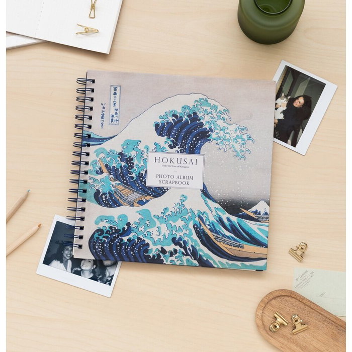 ERIK - Album Scrapbook photo La Grande Vague de Kanagawa par Hokusai - 26 x 26 cm - 40 pages - Reliure Wire-O avec fermeture à ruban