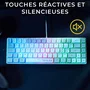 The G-Lab KEYZ-HYDRO-WG/FR - Clavier gamer filaire compact 60% AZERTY, rétroéclairé RGB, couleur gris et blanc - Switches confortables pour gaming