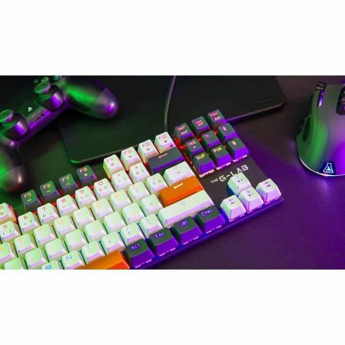 The G-Lab KEYZ-MERCURY-C/FR Clavier Gaming TKL Mécanique Blanc, Noir et Orange