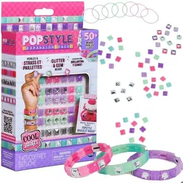 Spin Master Cool Maker Pop Style Pack - Machine à Bracelets avec 56 Perles Strass, Argent et Pailletées pour Créer 3 Bracelets - À partir de 7 ans