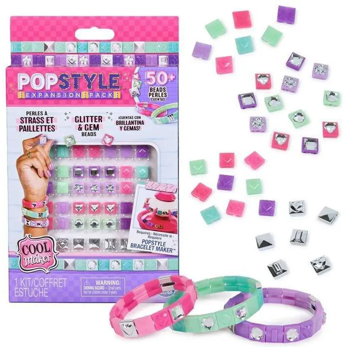 Spin Master Cool Maker Pop Style Pack - Machine à Bracelets avec 56 Perles Strass, Argent et Pailletées pour Créer 3 Bracelets - À partir de 7 ans Spin Master Cool Maker Pop Style Pack - Machine à Bracelets avec 56 Perles Strass, Argent et Pailletées pour Créer 3 Bracelets - À partir de 7 ans