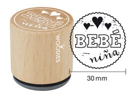 Woodies Sello de madera y caucho Bebé niña 33x30mm