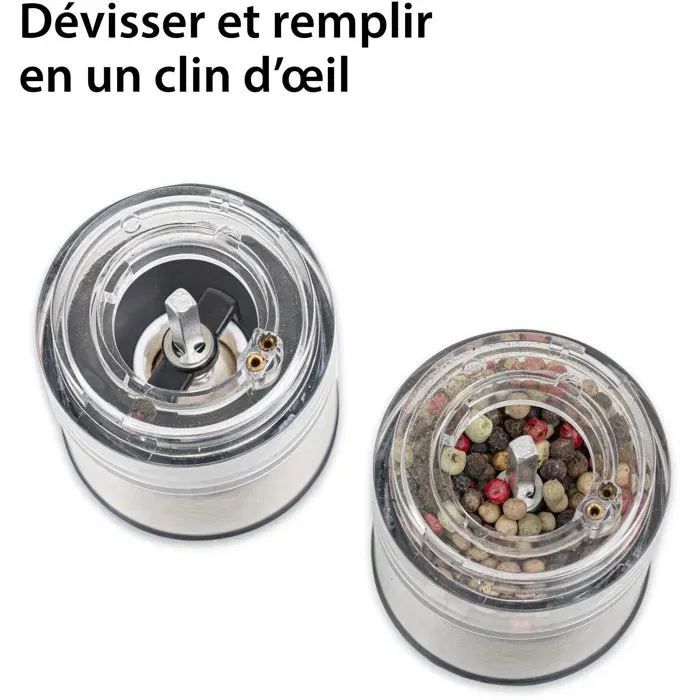 ADE Moulin à sel et poivre électrique - Broyeur céramique - Acier inoxydable - Noir - 22,5 cm - Inclus 6 piles AAA ADE Moulin à sel et poivre électrique - Broyeur céramique - Acier inoxydable - Noir - 22,5 cm - Inclus 6 piles AAA