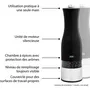 ADE Moulin à sel et poivre électrique - Broyeur céramique - Acier inoxydable - Noir - 22,5 cm - Inclus 6 piles AAA