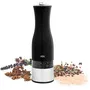 ADE Moulin à sel et poivre électrique - Broyeur céramique - Acier inoxydable - Noir - 22,5 cm - Inclus 6 piles AAA