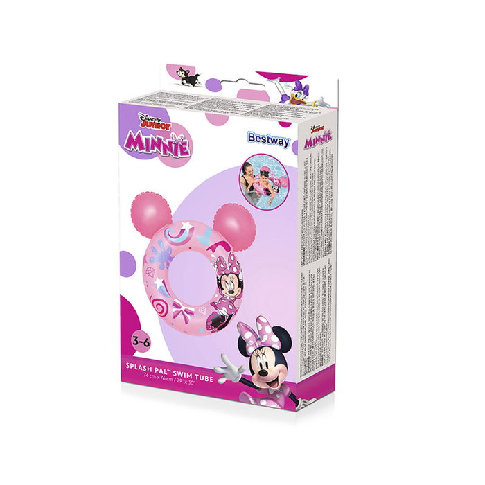 Bestway Flotador Disney Minnie Mouse avec oreilles 74x76 cm +3 à 6 ans Piscine et Plage 09111