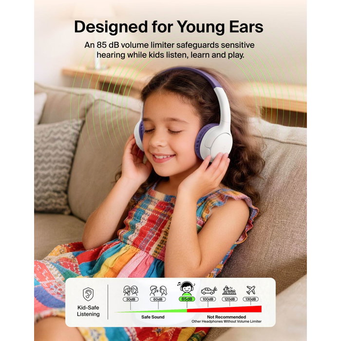 Belkin SoundForm Mini 2 Sans Fil pour Enfants, Violet Belkin SoundForm Mini 2 Sans Fil pour Enfants, Violet