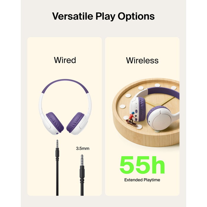 Belkin SoundForm Mini 2 Sans Fil pour Enfants, Violet Belkin SoundForm Mini 2 Sans Fil pour Enfants, Violet
