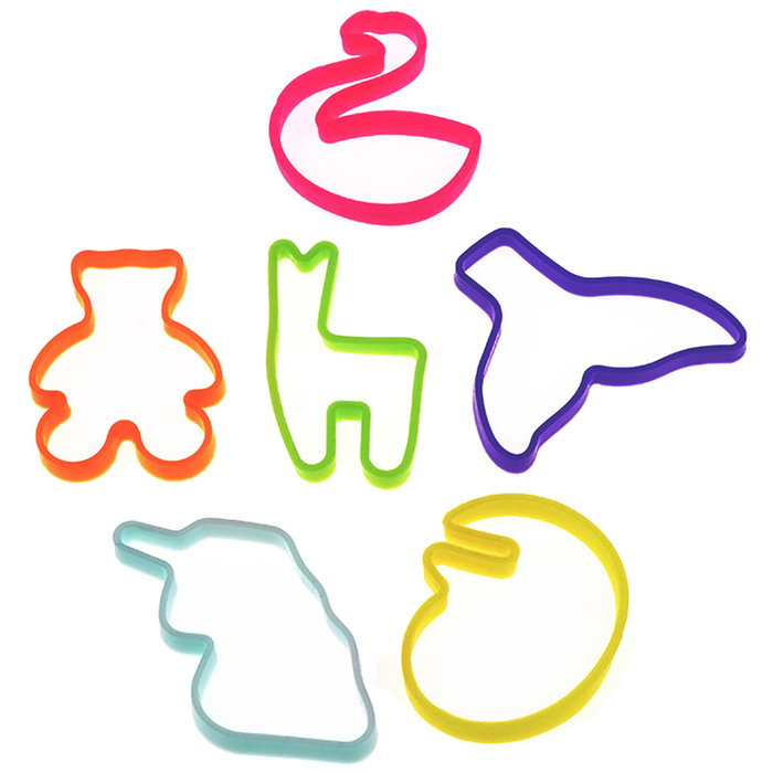Jeux 2 momes Lot de 6 bracelets élastiques avec formes assorties