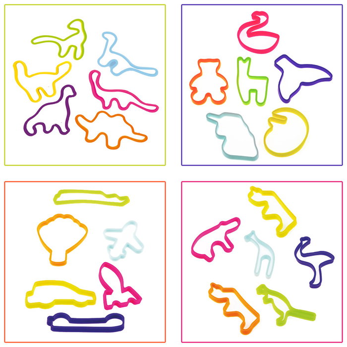 Jeux 2 momes Lot de 6 bracelets élastiques avec formes assorties