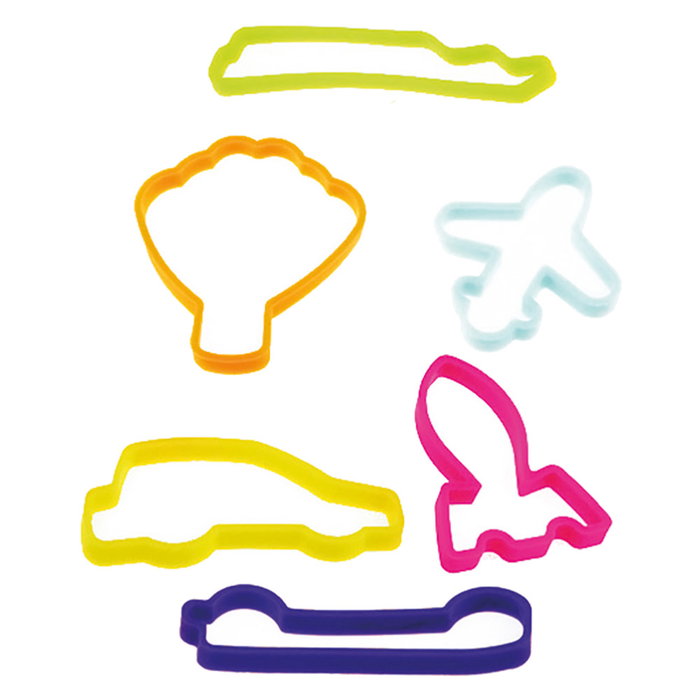 Jeux 2 momes Lot de 6 bracelets élastiques avec formes assorties