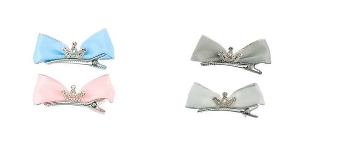 Inca - Set de 2 barrettes pour cheveux avec ruban et couronne - Modèles assortis