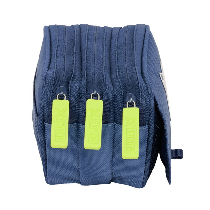 Trousse Fourre-Tout Triple Munich Blue indigo Bleu 21,5 x 10 x 8 cm