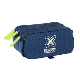 Trousse Fourre-Tout Triple Munich Blue indigo Bleu 21,5 x 10 x 8 cm