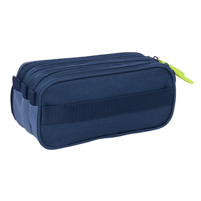 Trousse Fourre-Tout Triple Munich Blue indigo Bleu 21,5 x 10 x 8 cm