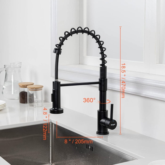 IBERGRIF Robinet de cuisine vertical noir M22143B