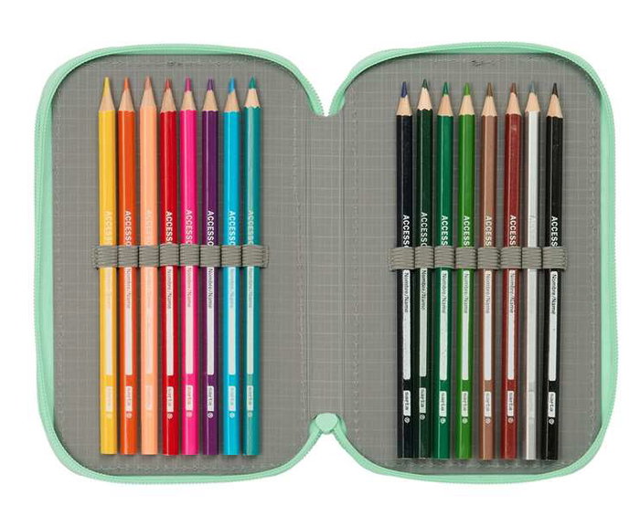 Safta Plumier Triple 37 Pièces pour Crayons - Dimensions : 12,5 x 19,5 x 5,5 cm
