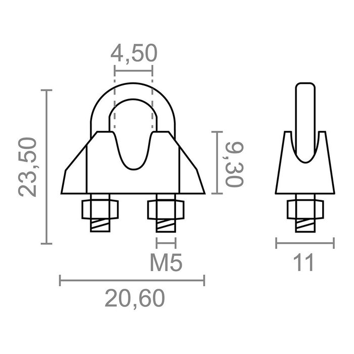Edm Sujetacable Din-741 sjt01 en acier galvanisé, M5, 2 pièces Edm Sujetacable Din-741 sjt01 en acier galvanisé, M5, 2 pièces