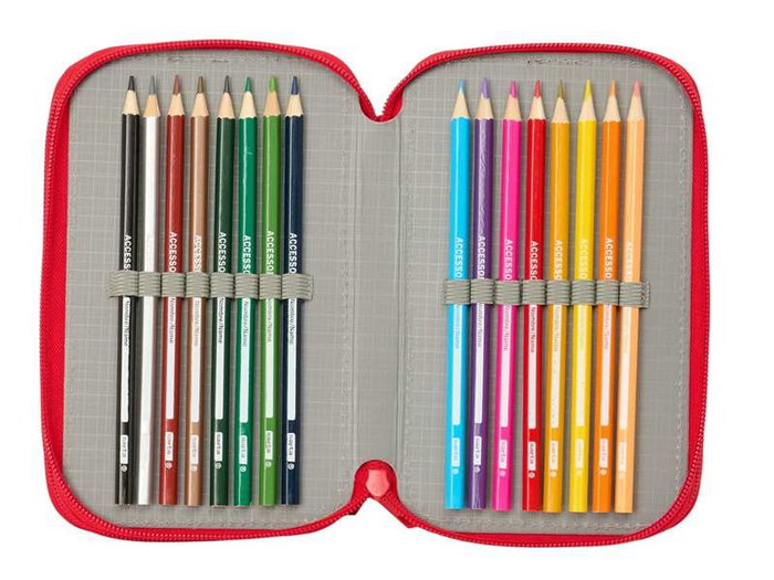 Safta Plumier Triple 37 Pièces pour Crayons - Dimensions : 12,5 x 19,5 x 5,5 cm