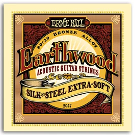 Ernie Ball Jeu de cordes acoustique Earthwood 80/20 Bronze Silksteel XSoft 10-50