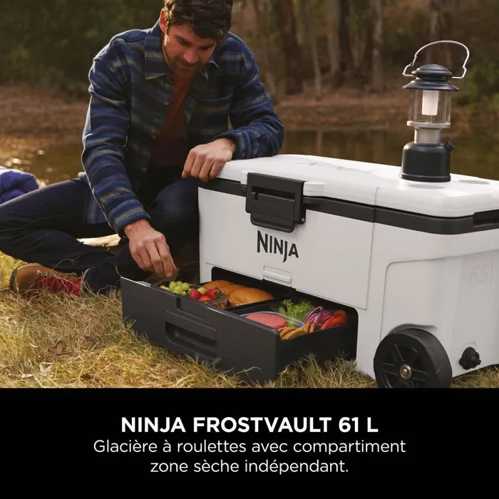 Ninja FrostVault 61 L - Glacière roulante avec zone sèche - Blanc nuage Ninja FrostVault 61 L - Glacière roulante avec zone sèche - Blanc nuage
