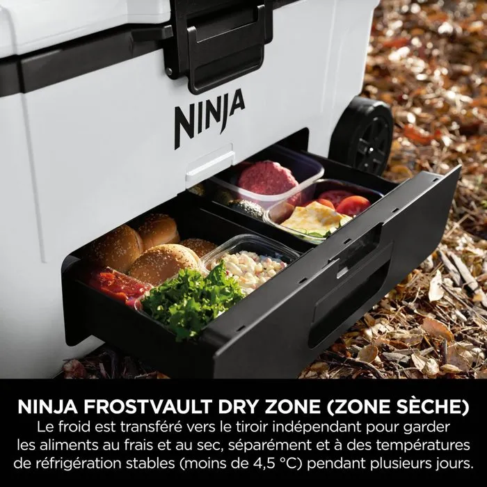 Ninja FrostVault 61 L - Glacière roulante avec zone sèche - Blanc nuage Ninja FrostVault 61 L - Glacière roulante avec zone sèche - Blanc nuage