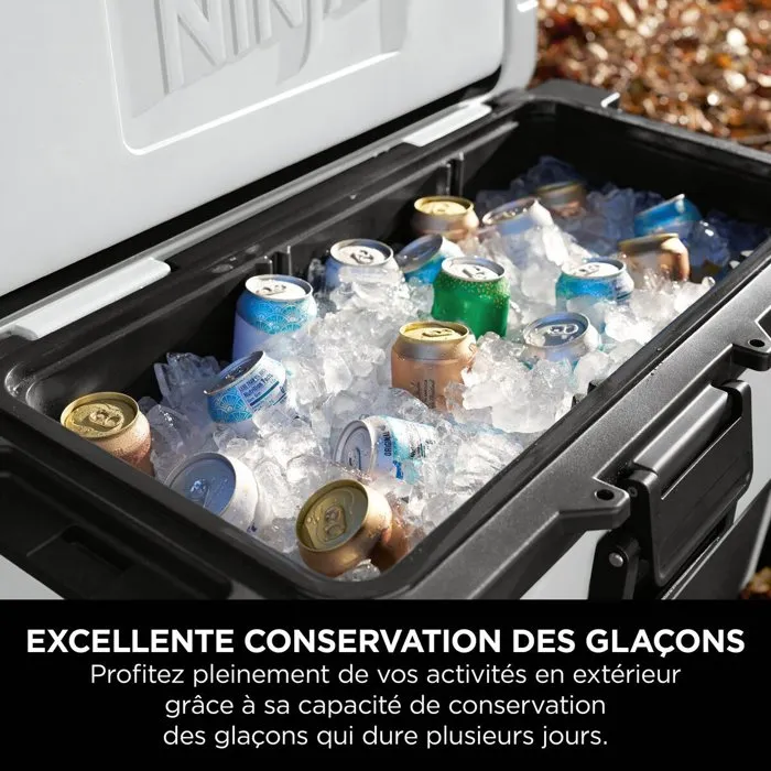 Ninja FrostVault 61 L - Glacière roulante avec zone sèche - Blanc nuage Ninja FrostVault 61 L - Glacière roulante avec zone sèche - Blanc nuage